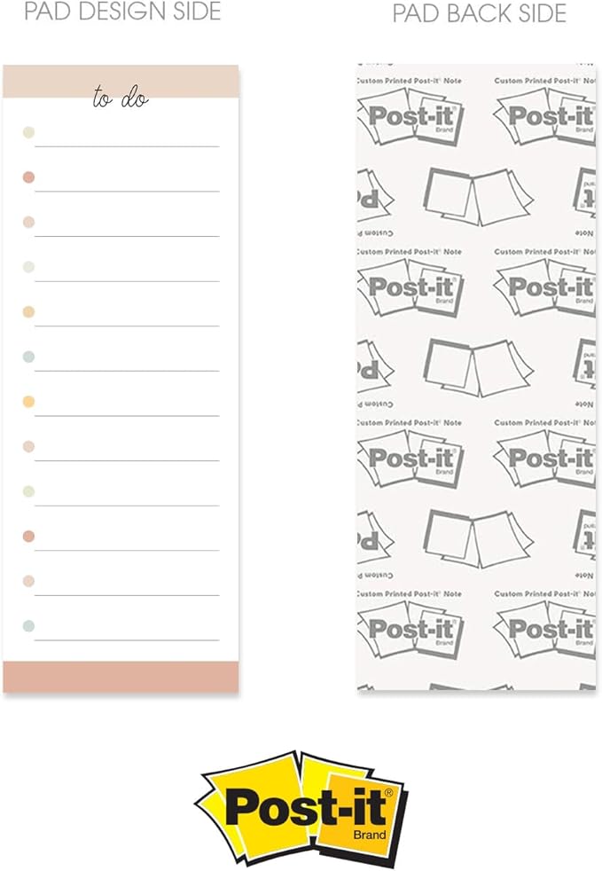 Productivity Sticky Note Assortment/Set of 3 Multi-Color Note Pads / 3" x 8" Daily Task Trackers / 50 Sheets Per Pad/Made in USA