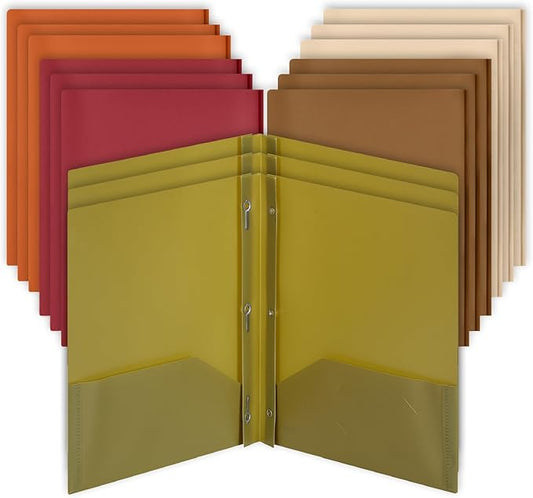Mr. Pen- Plastic Folders with Pockets and Prongs, 15 Pack, Letter Size, Flexible Plastic Folders with Prongs
