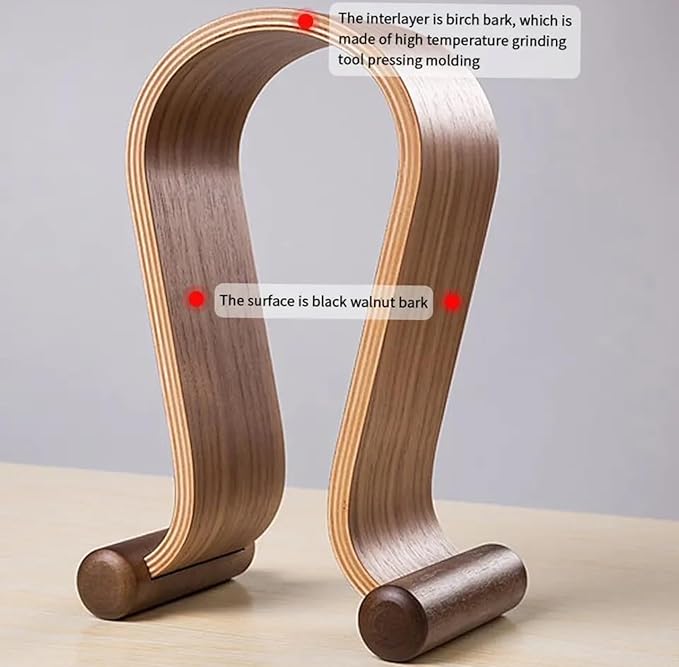 Gaming Headphone Stand Wooden Headest Hanger/Holder/Mount Omega Walnut Finish