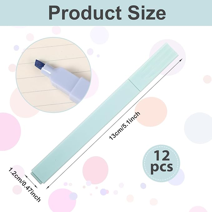 12 Pack Assorted Colors Pastel Highlighters, Aesthetic Highlighter With Chisel Tip Cute Water Based Quick Dry No Bleed for Journals, Bibles, Notebooks, School Office Supplies