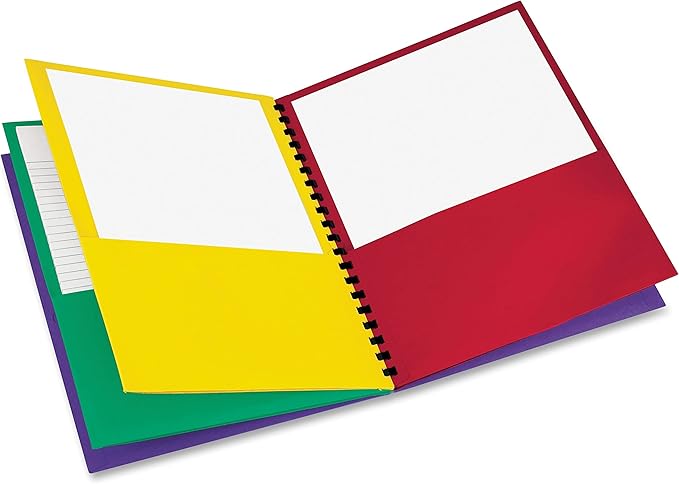 Oxford 8 Pocket Organizer, Letter Size Folder with Plastic Comb Binding, Great for School Subjects, Assorted Colors (Red, Green, Yellow, Purple), For 8-1/2 x 11 Inch Papers, 200 Sheet Capacity (99656)