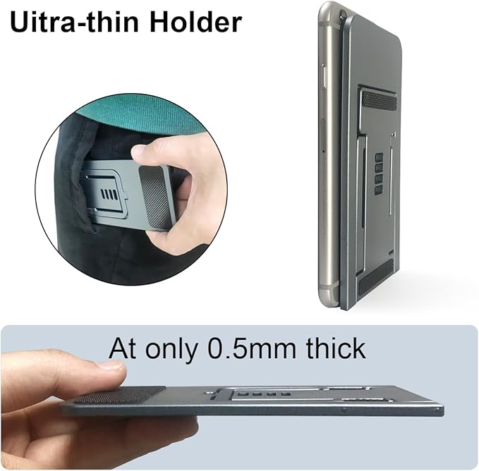 POQOD Ultrathin Cell Phone Stand for Desk, Fully Foldable Phone Holder for Desk Compatible with iPhone 16 15 14 13 12 11, Nintendo Switch, All Phones, (Grey)