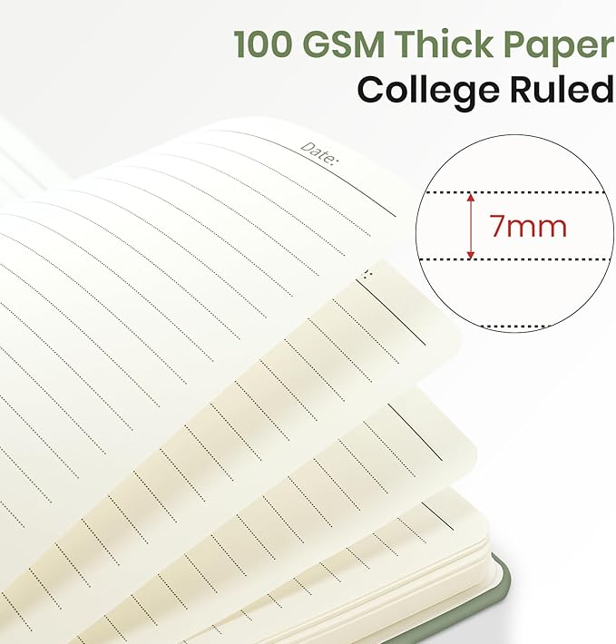 Lined Spiral Journal Notebook for Women, 50 Pack, A5 College Ruled Journals for Writing, Hardcover Notebooks for Work, Note taking and Office School Supplies,140 Pages, 50 Pcs - Green