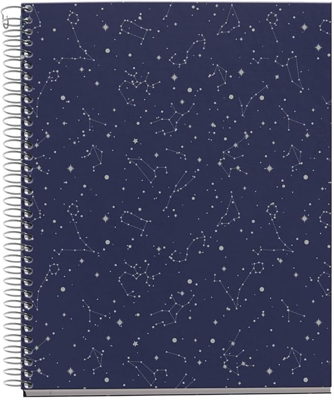 Miquel Rius M Fashion 4 Subject Notebook, Lined A5-8.27" x 5.83" 120 Sheets Heavyweight Paper, Subjects Separated by color, 2 Hole Punched, Micro-Perforated, Cosmos Design, Multicolor