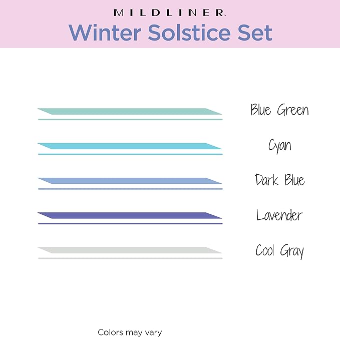 Zebra Pen Mildliner Dual-Tip Highlighter Set, Broad and Fine Tips, No Bleed, Ideal for Bible Highlighting, Journaling and Note-Taking, Assorted Winter Solstice Ink Colors, 5-Pack (78325)
