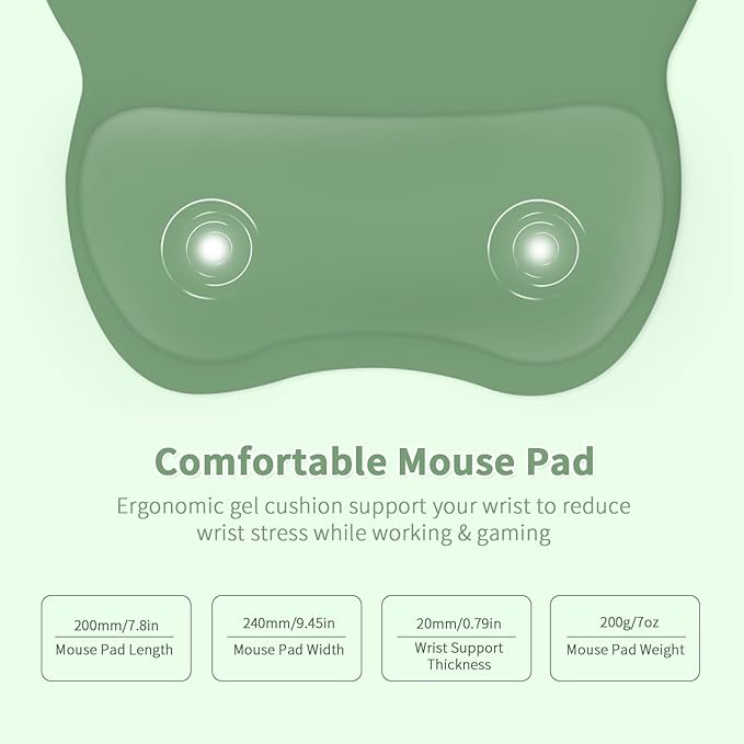 EooCoo Ergonomic Mouse Pad with Wrist Support, Mousepad with Memory Foam Wrist Rest and Non-Slip Base for Computer, Cafe, Home & Office, 9.64 x 8.26 in Office Desk Accessories