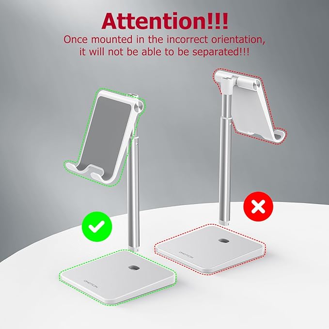 OMOTON Cell Phone Stand, Adjustable Angle Height Desk Phone Dock Holder for iPhone Air 17 Pro Max/Plus/XS/XR, Samsung Galaxy S20 / S10 / S9 / S8 and Other Phones (3.5-7.0-Inch),Silver