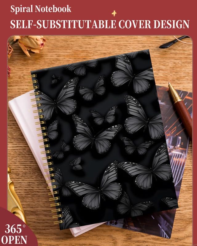 Spiral Journal Notebook for Women,A5 College Ruled Notebooks 6"x 8.4", 120 Pages (60 Sheets) Lined Journal with Premium Thick Paper,Perfect for School Office Home(Rainbow Star Sun)