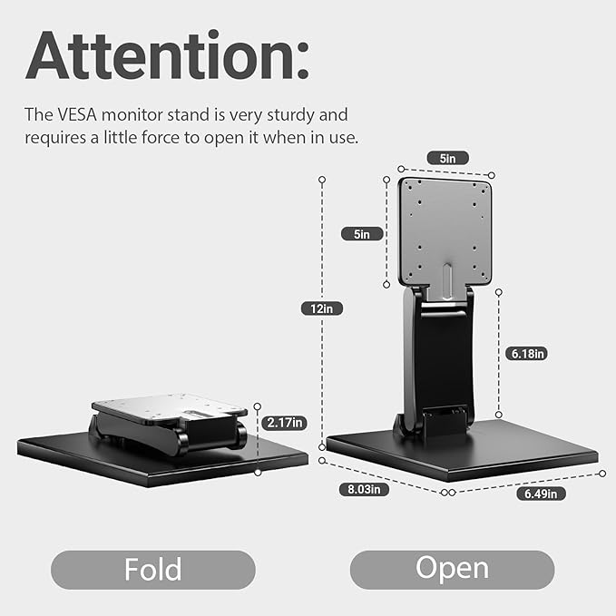 Jakeko Lay Flat Low Profile Monitor Stand - For 14-24" Screens Ergonomic Adjustable Desktop Mount With 100x100mm Compatibility