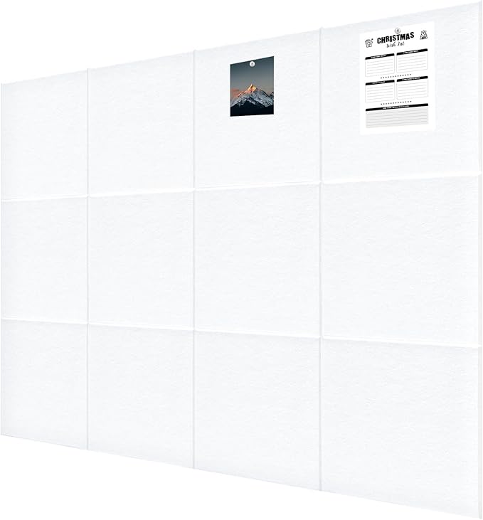 Large Cork Board for Wall 47" x 35", Bulletin Board, 12 Pack Felt Wall Tiles With 80 Pushpins, Pin Board Tack Board for Office