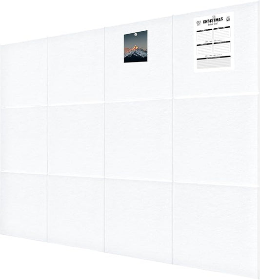 Large Cork Board for Wall 47" x 35", Bulletin Board, 12 Pack Felt Wall Tiles With 80 Pushpins, Pin Board Tack Board for Office