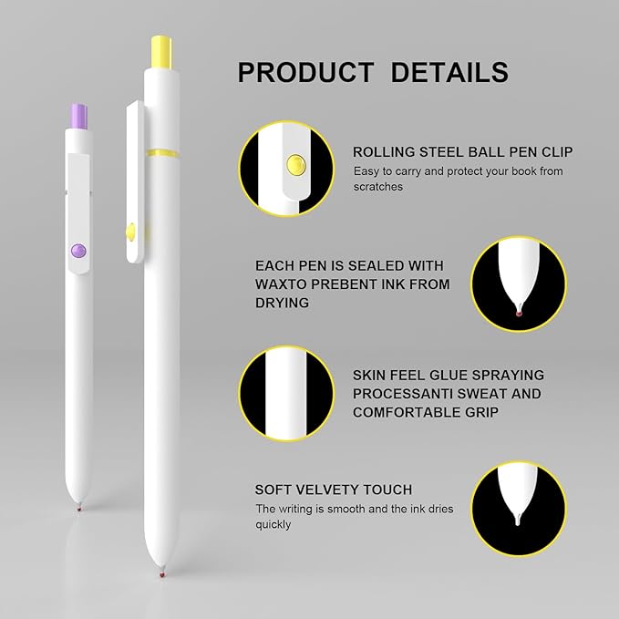 White Gel Pens,0.5mm Fine Point Tip,Quick Drying Ink, Aesthetic Cute Office School Supplies Gifts for Women Men, High-End Series for Journaling Note Taking(10 Pcs Black Ink-Pearl White shaft pens)