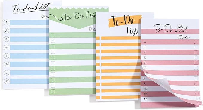 Mr. Pen- to Do List Sticky Notes, 4” x 6”, 4 Pads, 200 Sheets, Self Adhesive Memo Sticky Notes Notepad, Daily to Do Note Pad for Home, Office, School, Planner, Reminder, Supplies