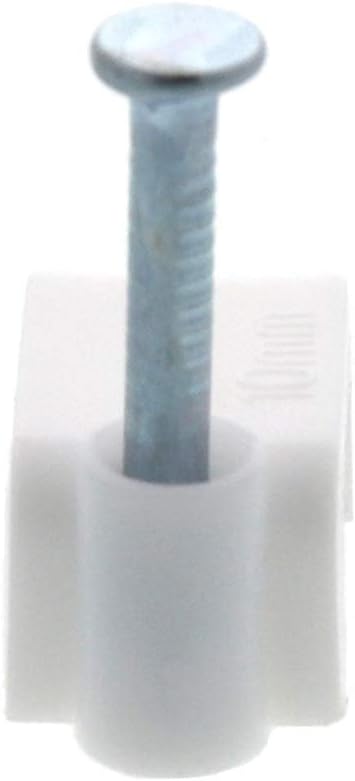 Secure 10mm White Flat Nail Cable Clip for Coax, Ethernet, and Telephone Cable Management - 100 Pack