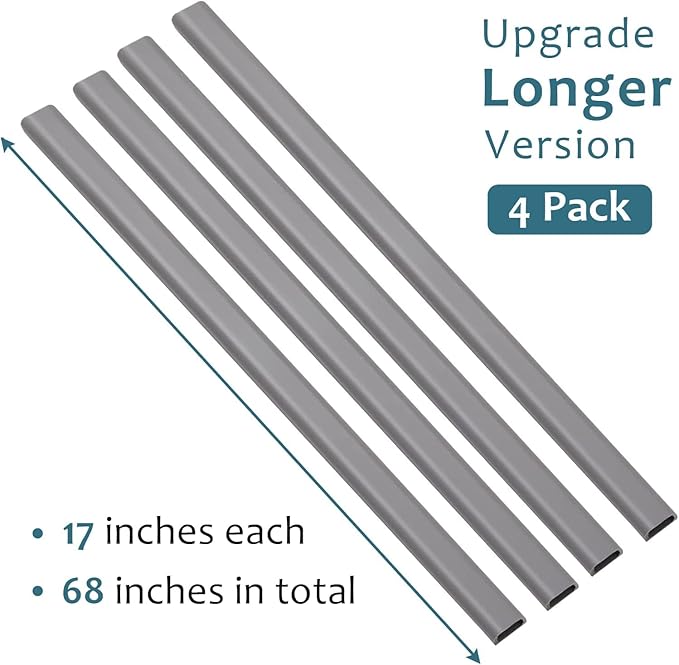 Cable Hider Raceway Kit, Wire Hiders for TV on Wall 68in(4X L17in), Paintable Cord Cover Channel, Cord Hider for Wall Mounted TV in Home Office, W0.95in X H0.47in, Grey