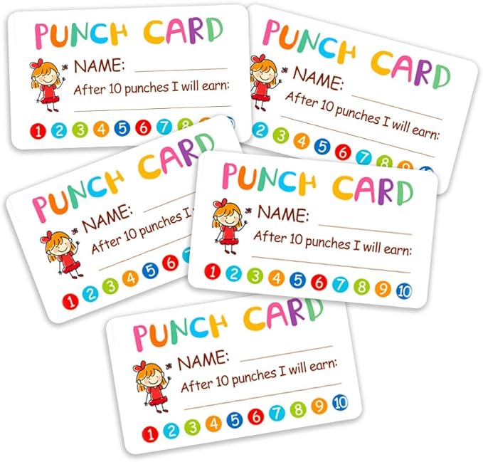 Punch Card, 100pcs Reward Incentive Card for Teacher, Behavior Chart for Kids, Homeschool Classroom Supplies for Motivation