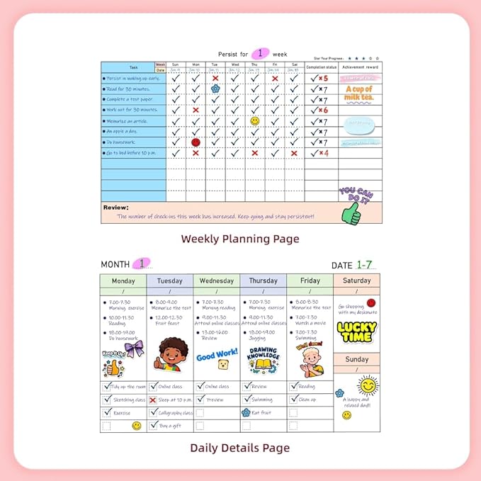 Academic Planner Calendar,Study Plan Desk Calendar Includes Goal Setting, Behavior Reward Chart System & Study Schedule,Habit Tracker Journal,Back-to-School Gift for Kids,Classmates,Students,Friends