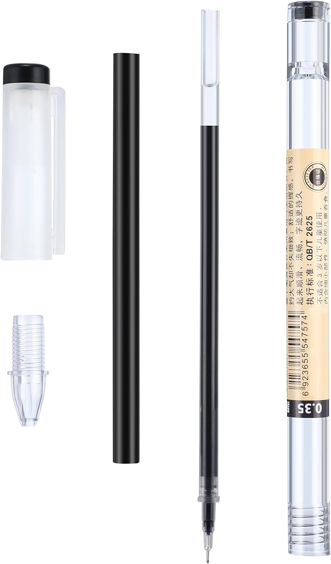 Chinco 12 Pieces 0.35 mm Black Gel Ink Pen Japanese Stationery Extra Fine Chinese Ballpoint Pen for Office School Korean Stationery Supply