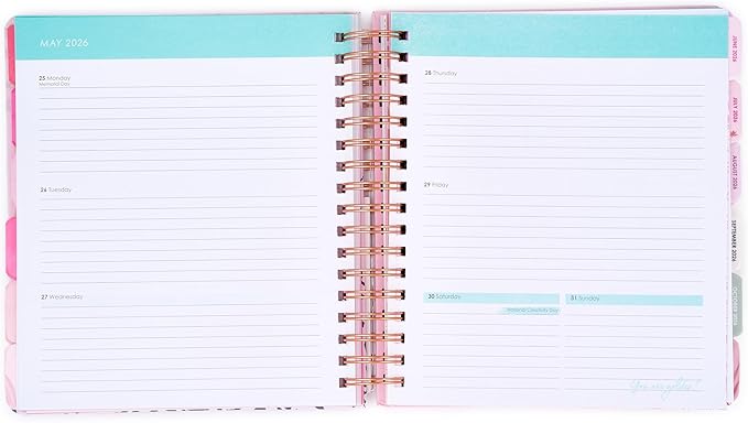 Votum 18 Month Hard Cover Planners/Calendars 10" x 10", January 2026 - June 2027 - Daily, Weekly & Monthly Organizer with Pens, Stickers, Sticky Notes, and a Sturdy Cover - Bee You