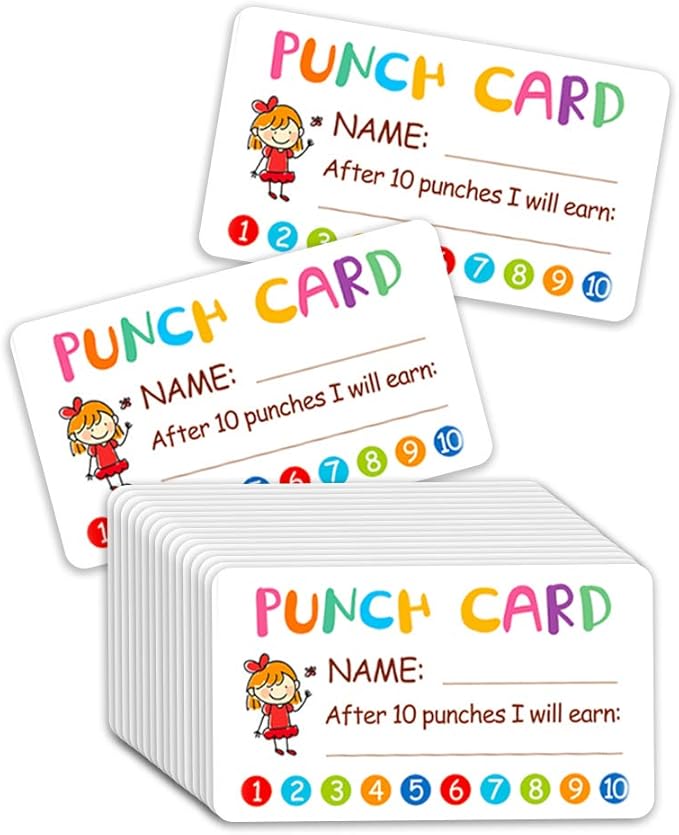 Punch Card, 100pcs Reward Incentive Card for Teacher, Behavior Chart for Kids, Homeschool Classroom Supplies for Motivation