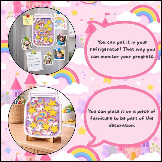 Reward Jar for Kids – Habit Tracker & Positive Behavior System with Reusable Tokens – Visual Chore & Motivation Tool (Unicorn)