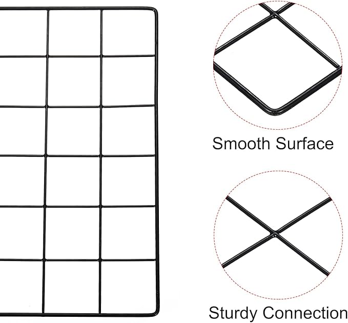 PATIKIL 24"x12" Wire Grid Panel, 1 Pack Wall Grid Decorative Panels Board Photo Pictures Display Decor Hanging Organizer for Home Office, Black