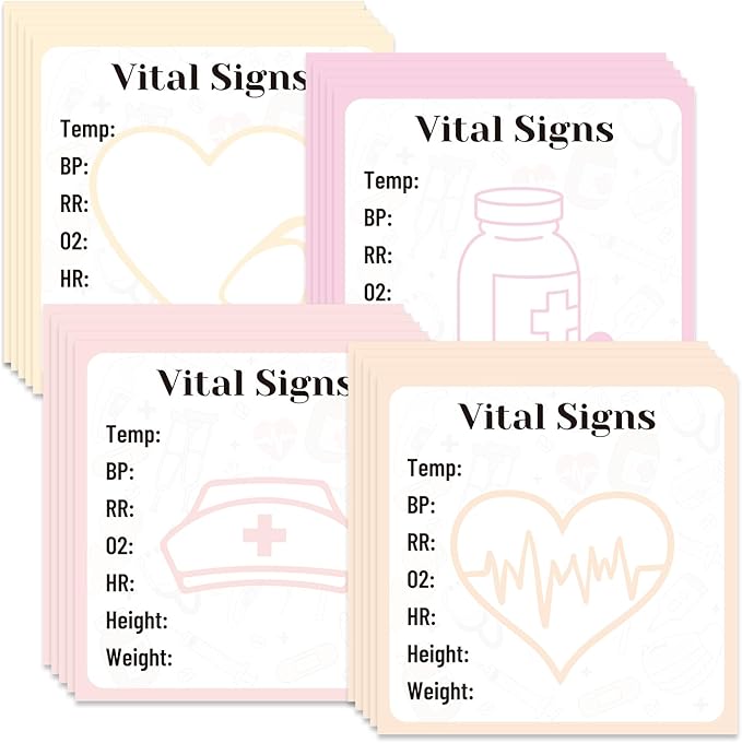 Vital Signs Sticky Notes Gifts, 9 Pack Vitals Signs Notepad 3x3 Inch, Nurse Daily Monitoring Memo Pads, Patient Health Checklist Office Hospital Supplies (450 Sheets)