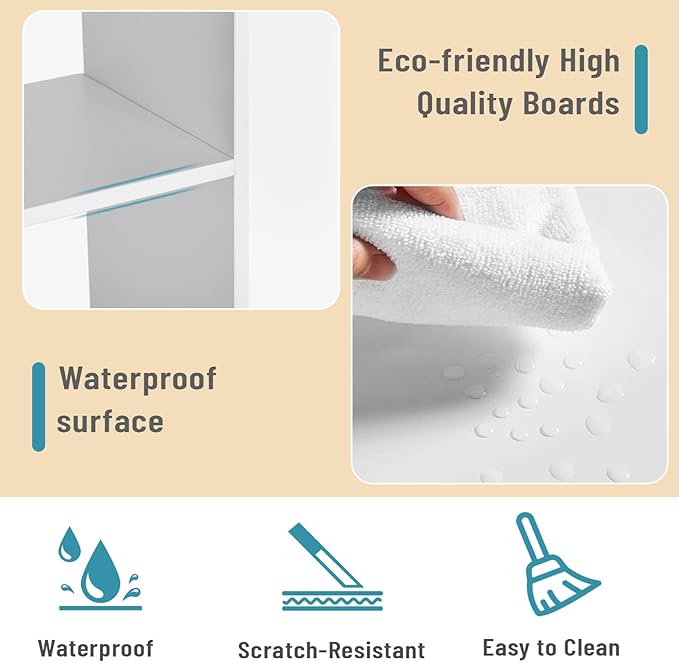 White Desktop Shelf Organizer for Top of Desk - Wood Desk Hutch for Dorm Room Essentials & Home Office - Small Tabletop Bookshelf for Storage & Decor Display