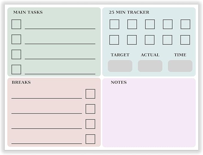 The Pomodoro Technique Planner Sticky to Do List | Addition to Pomodoro Timer | 8"x6" Productivity Goal Planning Notepad | Organization Products for Work and Study Journal