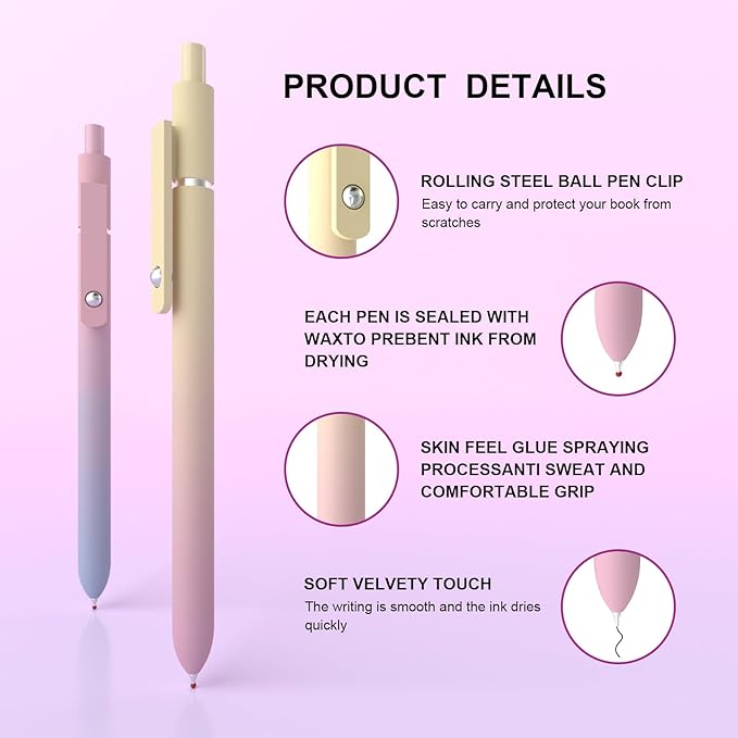 Gradient Shaft Gel Pens, 0.7mm Fine Point Black Ink,Smooth Writing High-End Pens for Note Taking,Happy Birthday Gift Basket,Supplies Gifts for Women & Men(10 Pcs Black Ink-Gradient Shaft Pens)