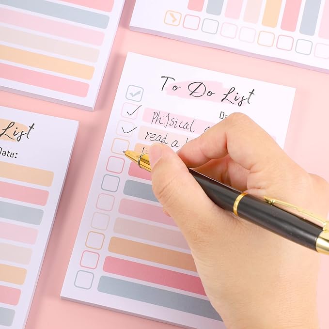 4 Packs to Do List Notepad, 200 Sheets Daily to Do List Sticky Notes 4x6Inches Memo Pad Pastel Candy Color Portable Planner for Coworkers Funny Office Gifts