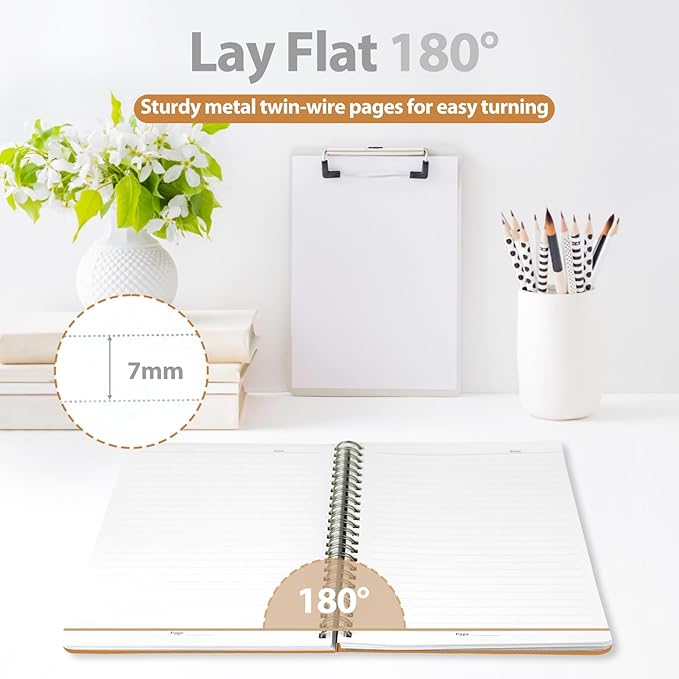 VALOME Journaling Notebooks, A5 Lined Spiral Notebook for Women & Men, 146 Pages College Ruled Hardcover Note Book for Work, Note Taking, Journaling, School, Writing (Orange)