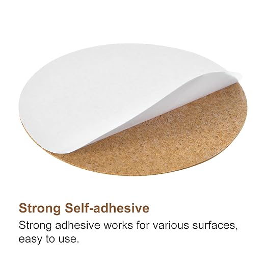 UXCELL 40 Pcs Self-Adhesive Cork Round, 3" x 3" Cork Tiles Backing Sheets for DIY Crafts, Brown