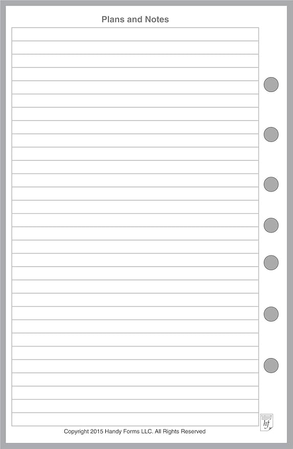 Classic Size Daily Task Planner Insert, Sized and Punched for 7-Ring Notebooks Such as Franklin, etc. (5.5" x 8.5")