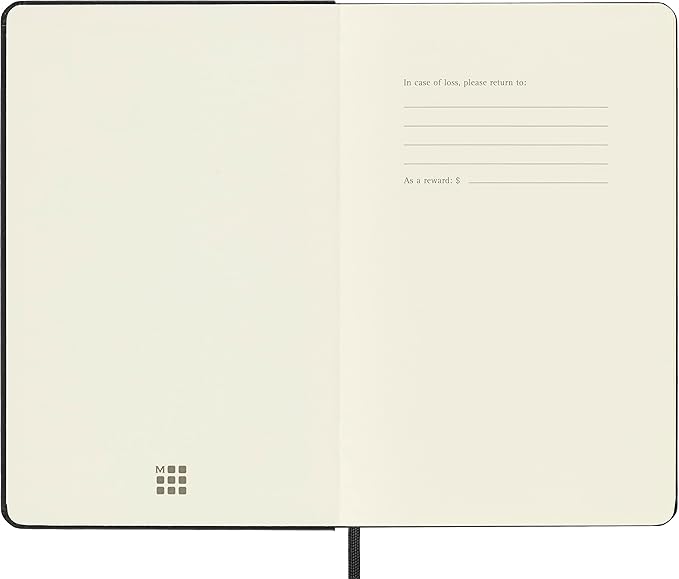 Moleskine Classic Notebook, Hard Cover, Medium (4.5" x 7") Plain/Blank, Black, 208 Pages