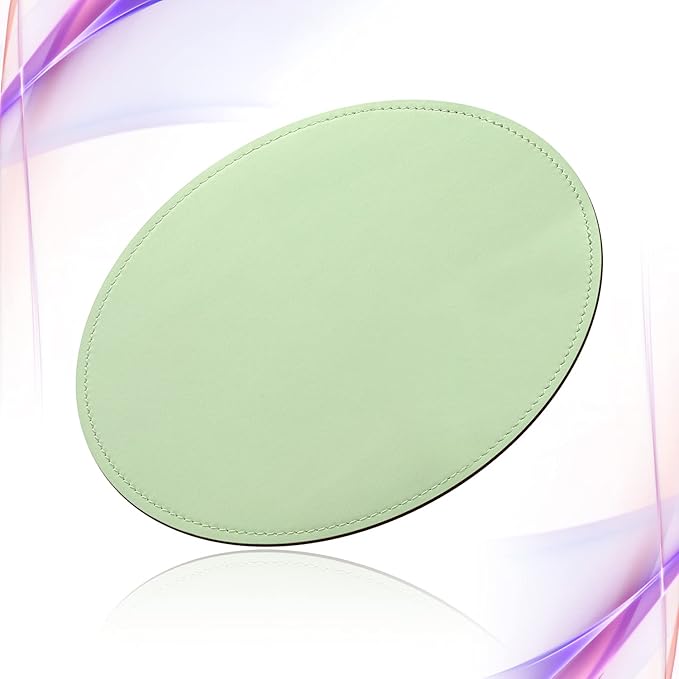 Mouse Pad，Round Mouse Pad，PU Mouse Pad，Leather Mouse Pad with Stitched Edge Micro-Fiber Base with Non-Slip Waterproof，Mouse Pad for Computers，Laptop，9 x 9 Inch (Fresh Green)