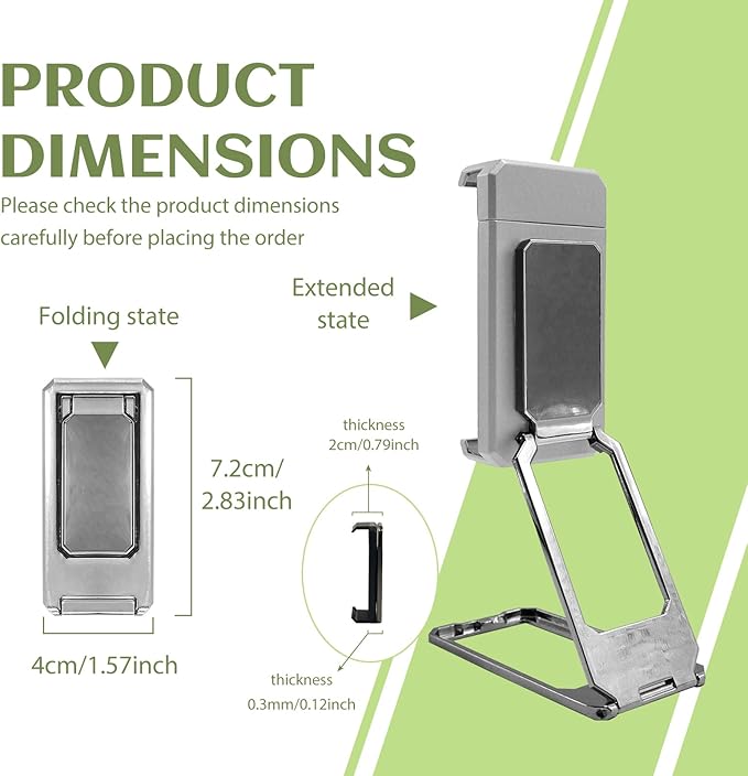New Three Folds Clip Type 360° Folding Bracket, Travel Cell Phone Stand,Back Clip Foldable Phone Holder, Adjustable Cell Phone Stands Compatible with All Types Smartphones(Silver)