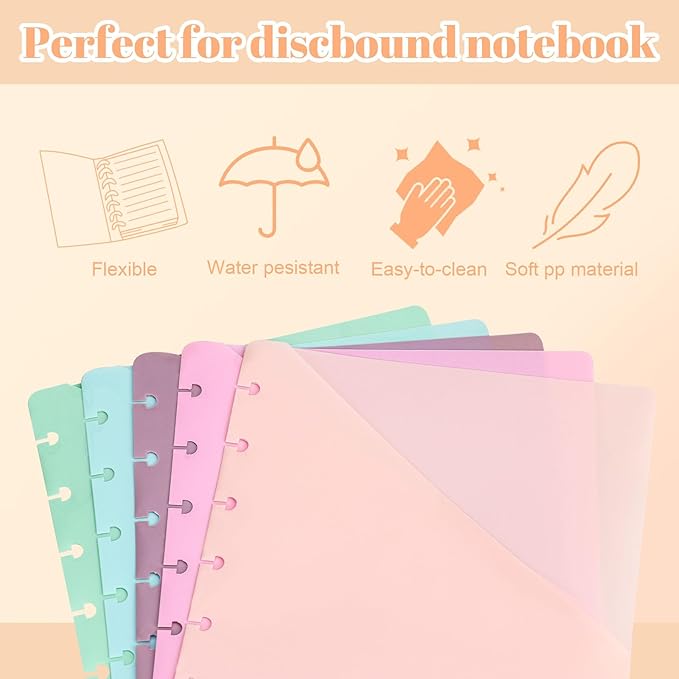 （5.5×8.5 inch） 5Pcs Junior Size Discbound Pocket Dividers DiscBound Binder Dividers Disc Bound Planner Supplies DiscBound Pocket Folder Discbound Notebook Accessories 8 Disc Planner Cover for Office
