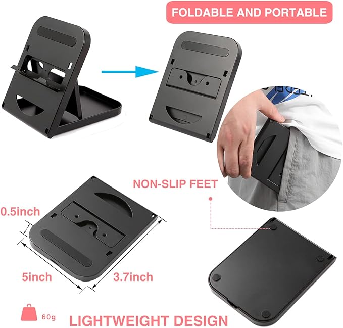 Nintendo Switch Stand/Switch LITE Stand,Foldable,Adjustable and Portable table play stand for N-switch console playing and charging,Compatible with ipad/ Mini/iPad Pro Air, smartphone and kindle