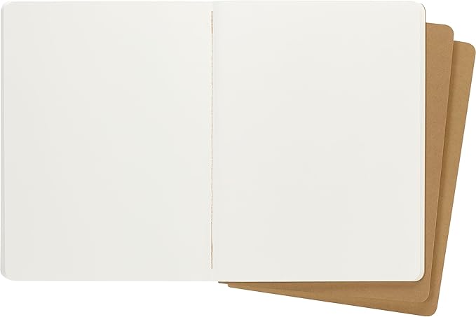 Moleskine Cahier Journal, Soft Cover, XL (7.5" x 9.75") Plain/Blank, Kraft Brown, 120 Pages (Set of 3)