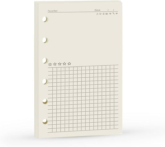 A7 Planner Refill, A7 Agenda Refill Diary Note Daily Plan Paper for Filofax,6 Hole/100gsm Paper Removable Planner Inserts 6 Rings, 4.84 x 3.23'', Harphia