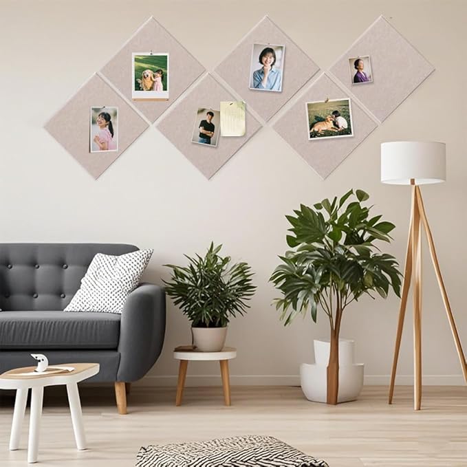 Large Cork Board Alternative, 11.8''x11.8'' 12 Pack Felt Bulletin Board with Safe Removable Adhesive Tabs, Connectable Felt Wall Tiles Bulletin Boards Cork Boards for Walls (Light Pink, 12 Panels)