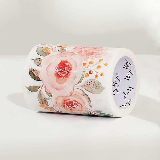 WT Flower Corridor Wide Washi Tape, Single Roll, Original Designs, Floral Decorative Tape, 60mm Wide, Washi Tape for Journaling, Bujo Planner Supplies, DIY Paper Tapes