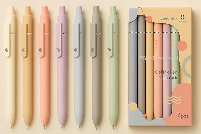 Vanhench 7Pcs 0.5mm Black Ink Gel Pens Fine Point Smooth Writing Quick Dry Pen for Journaling Note Office Desk Nurses Teacher School Supplies Essentials, Cute Easter Basket Stuffers Gift for Women Men