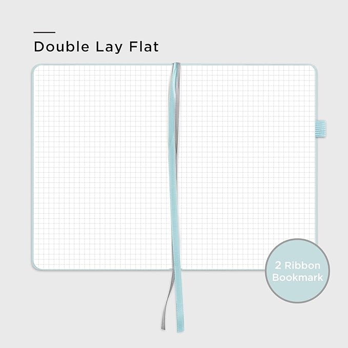 &And Per Se Graph Journal Notebook, 160 Pages, A5 5.7 x 8 inches 100 gsm Thick Paper Notebook Journals for Writing, Grid Hardcover Notebook(1 Pack, cyan)