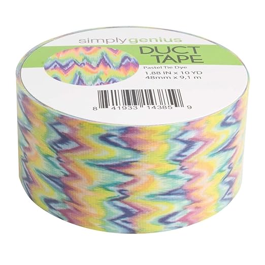 Simply Genius (Single Roll) Patterned Duct Tape Roll Craft Supplies for Kids & Adults Scrapbook Supplies - Colored Duct Tape for Scrapbooking, and Pastel Tie Dye