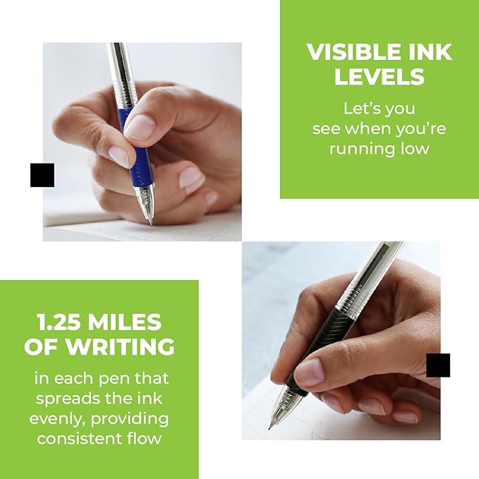 Simply Genius Blue Ballpoint Pens - 200 Bulk Pens, Retractable, Blue Ink - Smooth Writing & Ergonomic for Note Taking & Journal Supply
