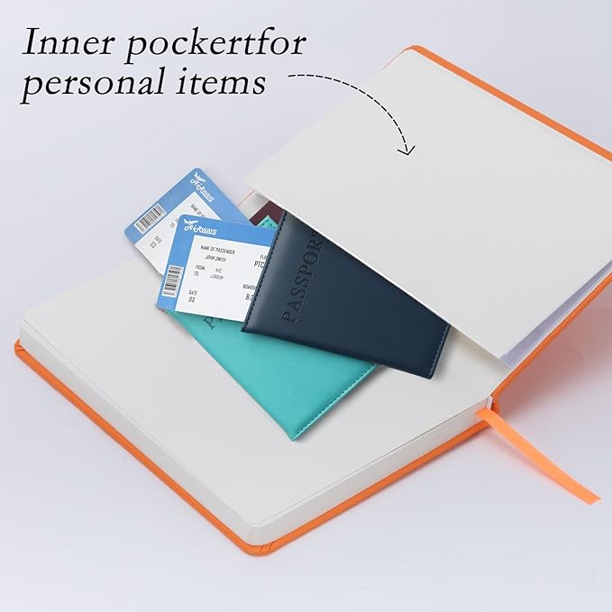 deli A5 Lined Journal Notebook, 160 Pages Hardcover Writing Notebook, 5.5"x8.2" College Ruled Notebook for Office, School, Work Notes (Orange)