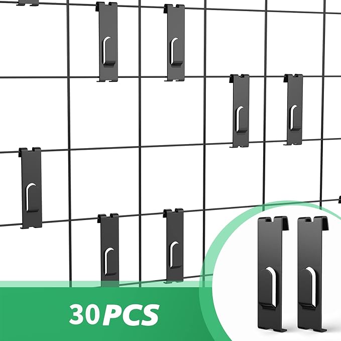 30 Pcs Gridwall Utility Notch Hook Gridwall Picture Hanger Commercial Black Grid Wall Panel Pegs for Panel Pegboard Grid Shelf Hanging Display (30, Black)