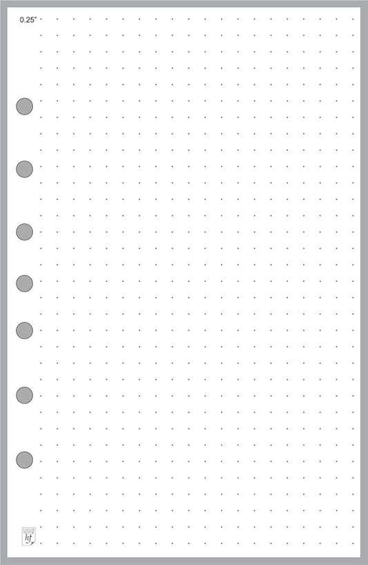 Classic Size Dot Grid Paper Refill, 5mm Spacing, Sized and Punched with 7 Holes for 7-Ring Notebooks Such as Franklin, etc. (5.5" x 8.5")